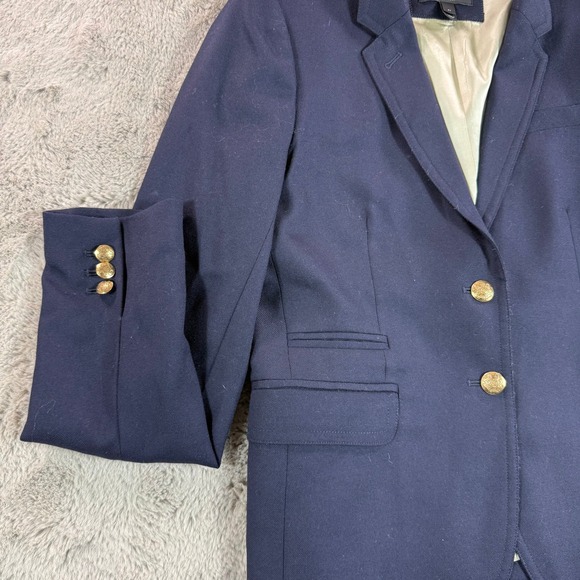 J. Crew Schoolboy Navy Wool Blazer Gold Button School Career Academia Women 8T - Picture 6 of 14
